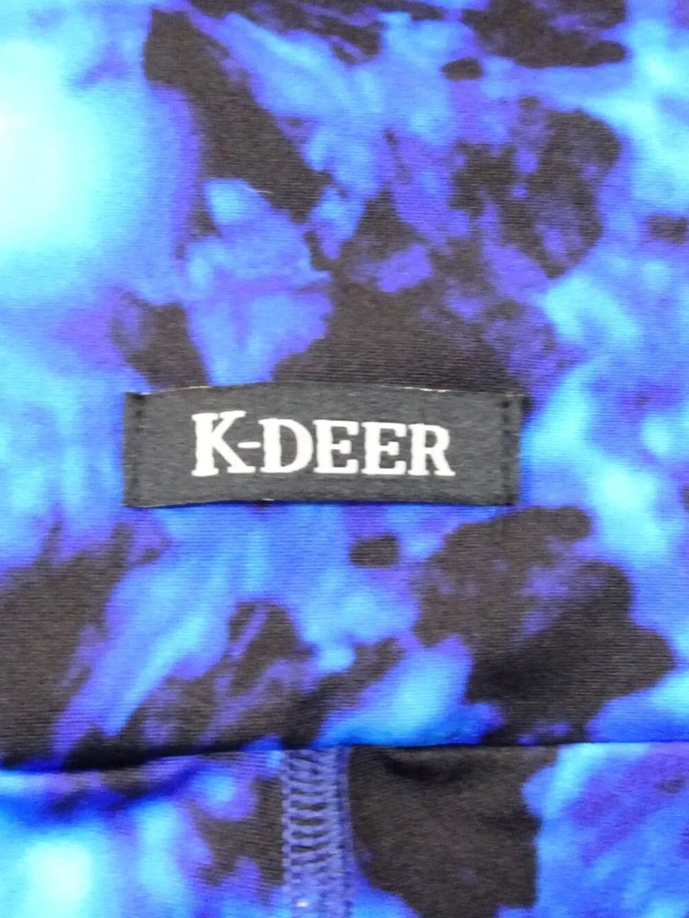 K Deer Leggings L Blue Tie Dye Striped High Rise Workout Gear Gym - Picture 5 of 6